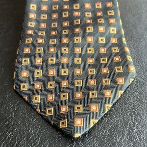 Ferrell Reed Black, Gold & Rust Silk Tie